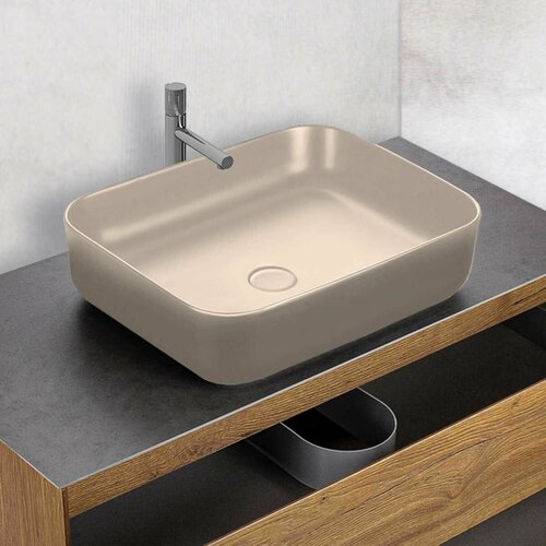 Раковина керамическая Vincea VBS-105MC, 500*390*130, накладная, цвет капучино матовый бежевый