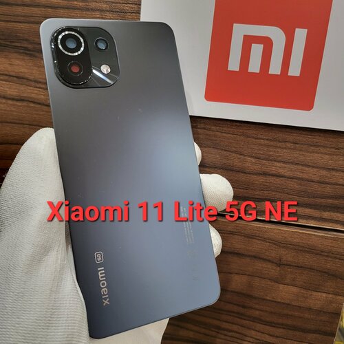 Крышка для Xiaomi 11 Lite 5G NE - оригинальная задняя стеклянная панель (чёрного цвета)