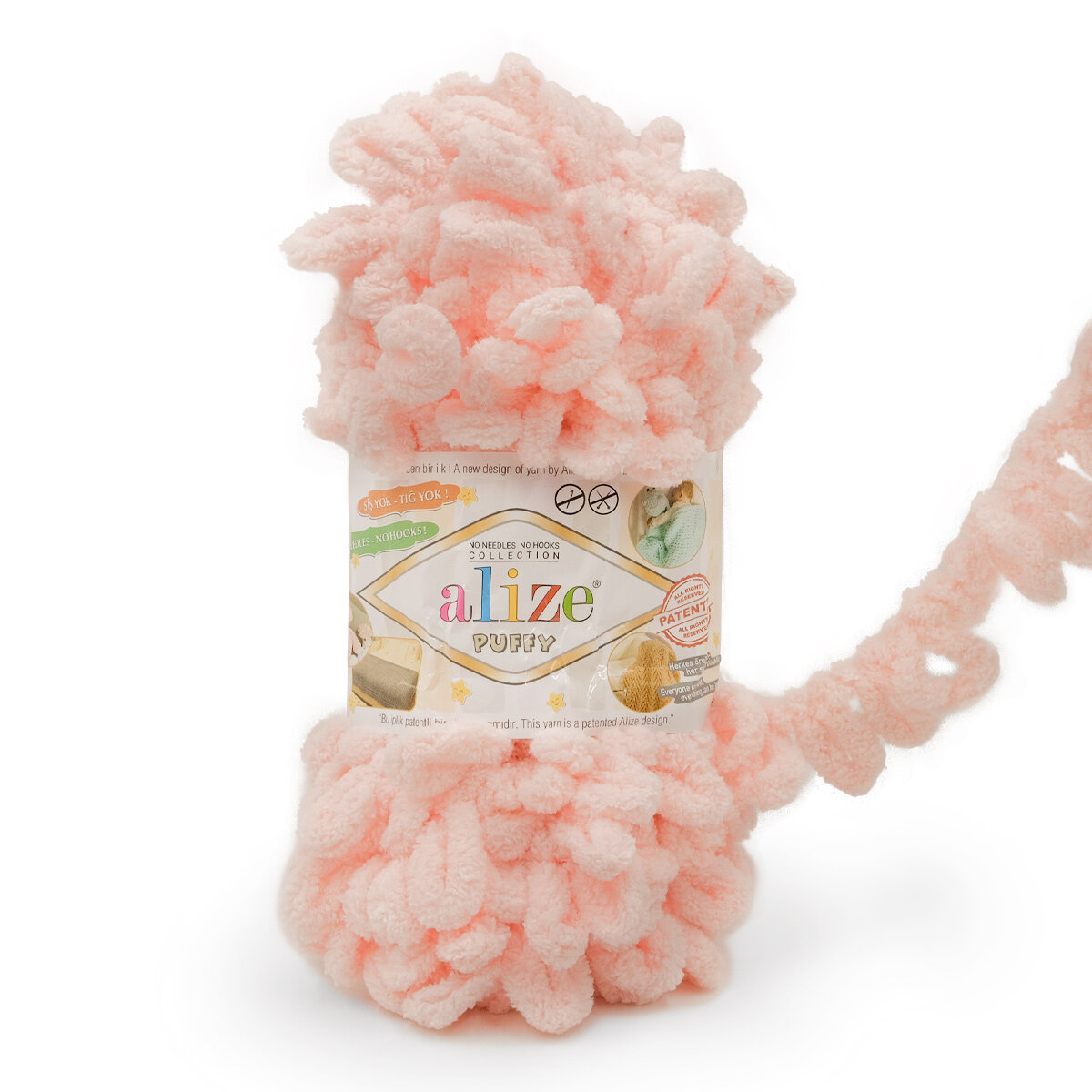 Пряжа для вязания ALIZE 'Puffy', 100г, 9м (100% микрополиэстер) (340 пудровый), 5 мотков