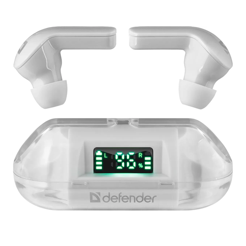 Наушники Defender Twins 916 беспроводные, вкладыши, с микрофоном, TWS, Bluetooth, белый