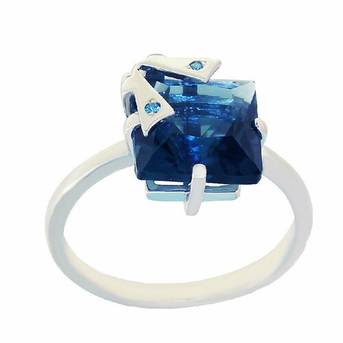 Кольцо, серебро, 925 проба, родирование, топаз, размер 19, золотой