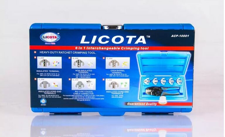 Licota ACP-10001 Клещи для обжима клемм в наборе с 6-ю губками - фото №2