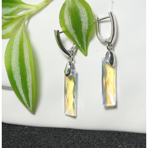 Комплект серег , минеральное стекло, стекло, размер 45 мм, оранжевый, синий