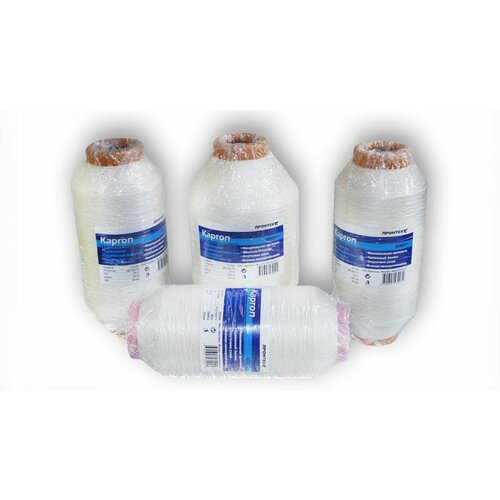 Нитки полиамидные Kapron 2,2 мм (187тх9) длина 380 м, белые, тест 85 кг (бобина 800 гр)