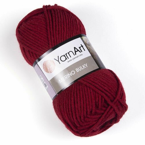 Пряжа Merino Bulky (YarnArt), вишня - 3024, 30% шерсть, 70% акрил, 5 мотков, 100 г, 100 м.