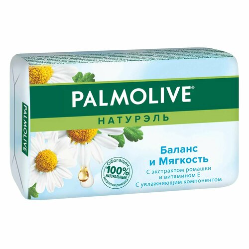 Palmolive Туалетное мыло Натурэль Баланс и Мягкость, с экстрактом ромашки и витамином Е, 90 г мыло кусковое palmolive баланс и мягкость с экстрактом ромашки и витамином е 150 гр х 6шт