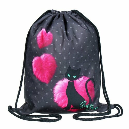 Мешок для обуви 435 х 360 мм Stavia плотность 600D с водоотталкивающей ПУ-пропиткой Черная кошка розовый 1032₽