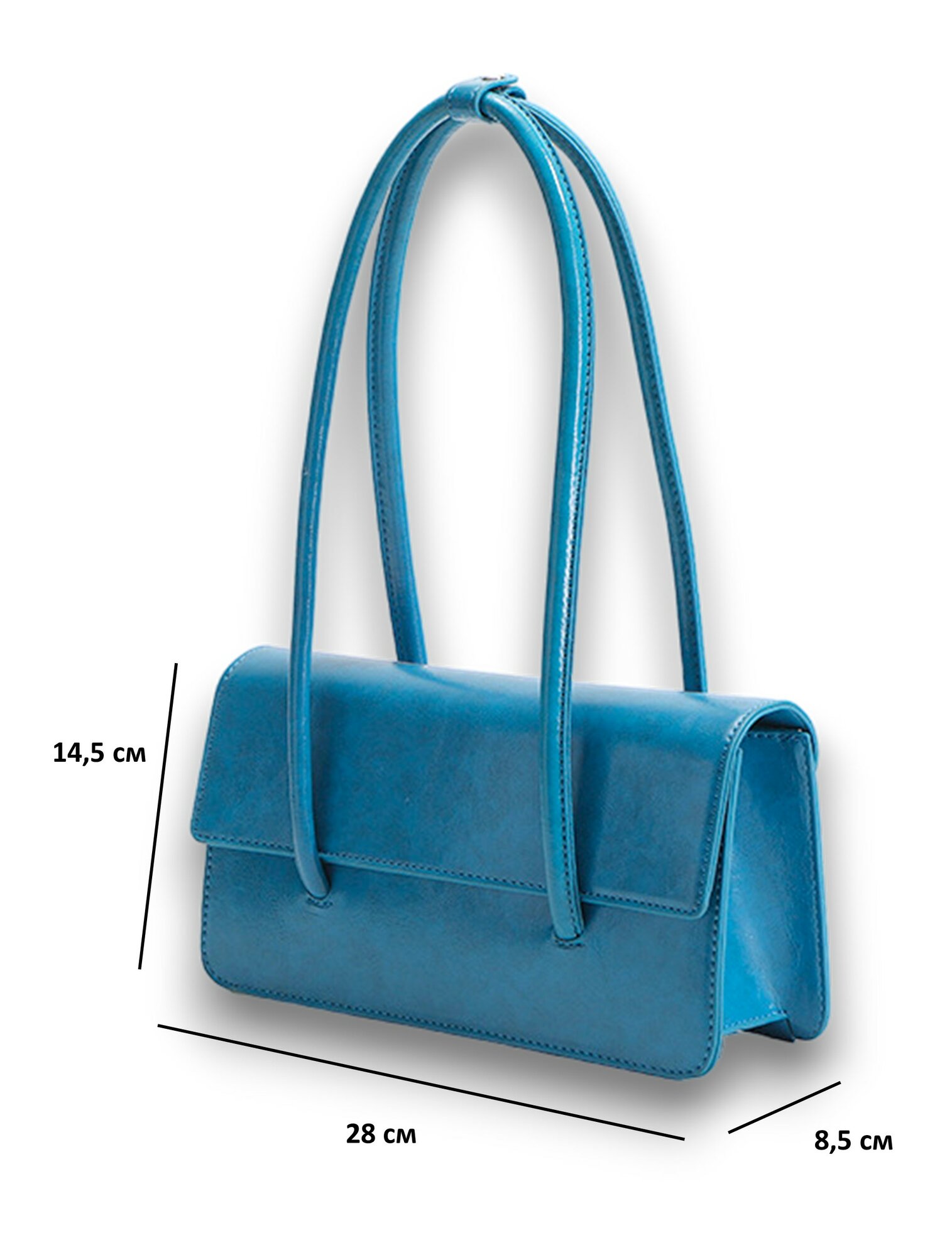 Сумка багет Evangelina May Сумка багет, фактура гладкая, Голубая — фото 1