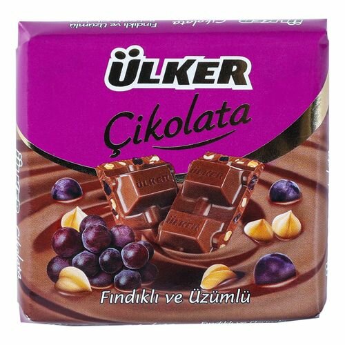 Шоколад молочный с фундук и изюмом, Ulker, 65гр