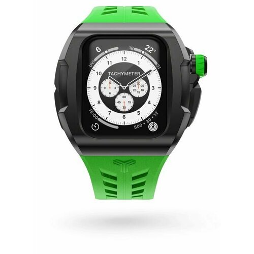 Чехол Y24 для Apple Watch 45mm, сталь/cиликон, черный/зеленый