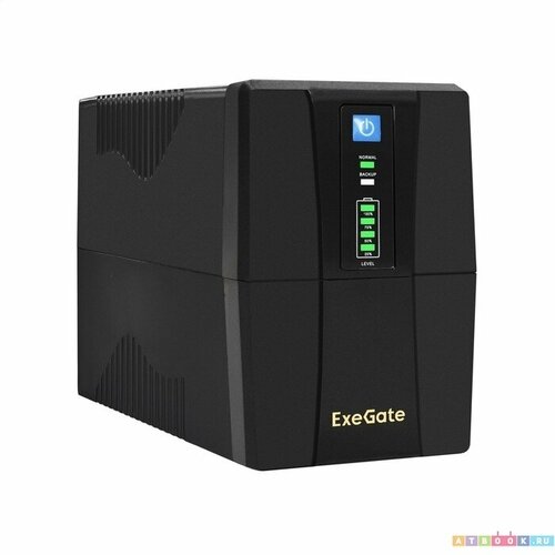 Exegate EX292786RUS ИБП ExeGate Power Back BNB-1000. LED. AVR.2SH. RJ. USB <1000VA/550W, LED, AVR, 2*Schuko, RJ45/11, USB, Black