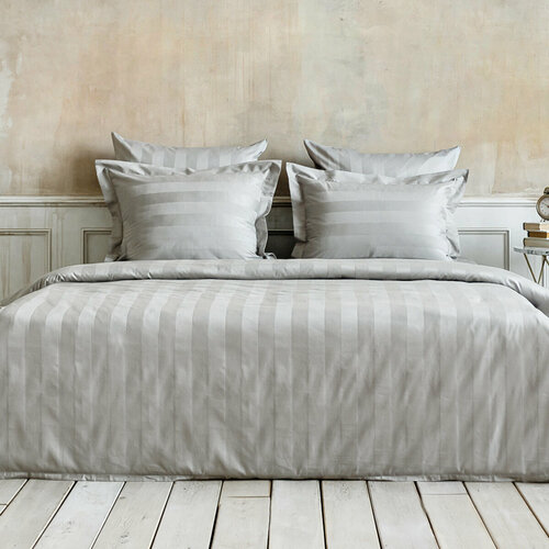 Комплект постельного белья La Prima постельное бельё мако-сатин серебристый, размер 1.5 спальный (145x215см)