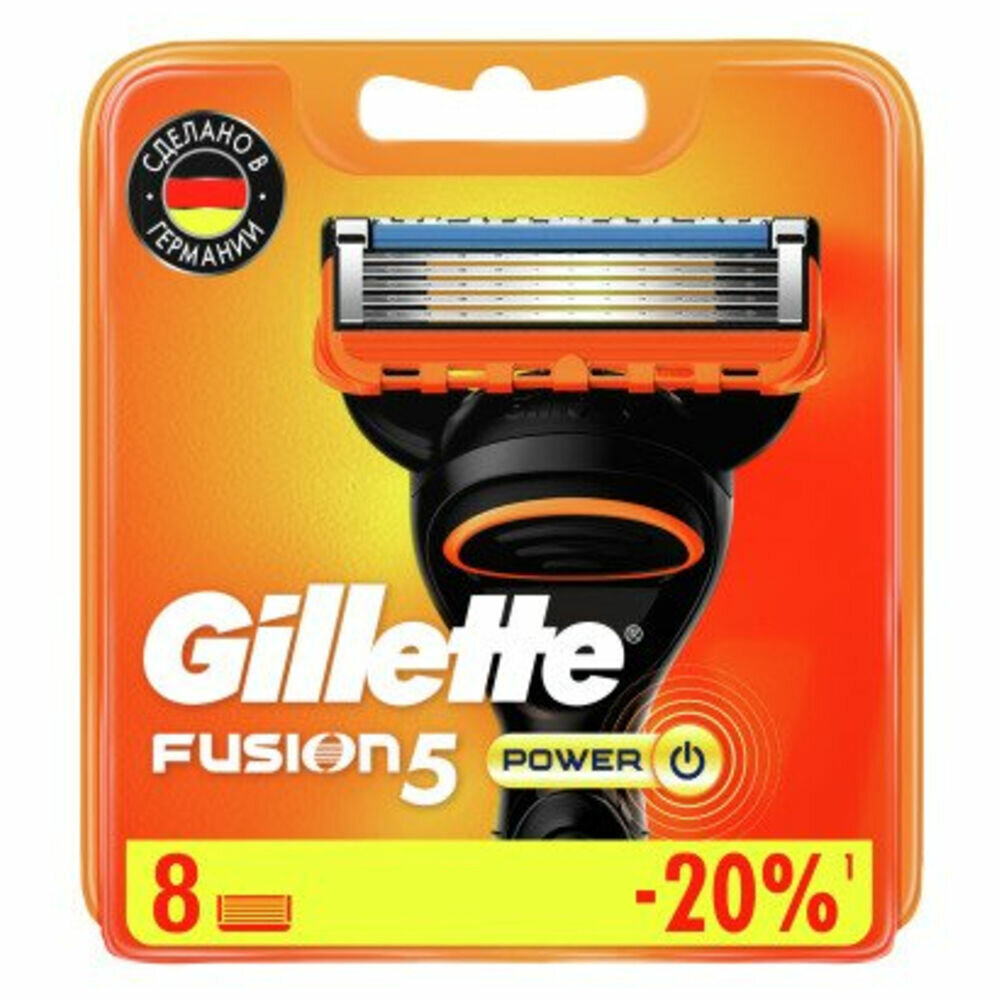 Gillette Сменные кассеты Fusion5 Power Red, 8 шт.
