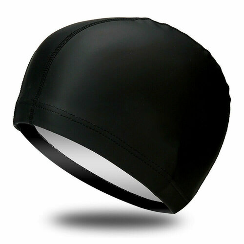 Шапочка для плавания тканевая непромокаемая черная 500₽