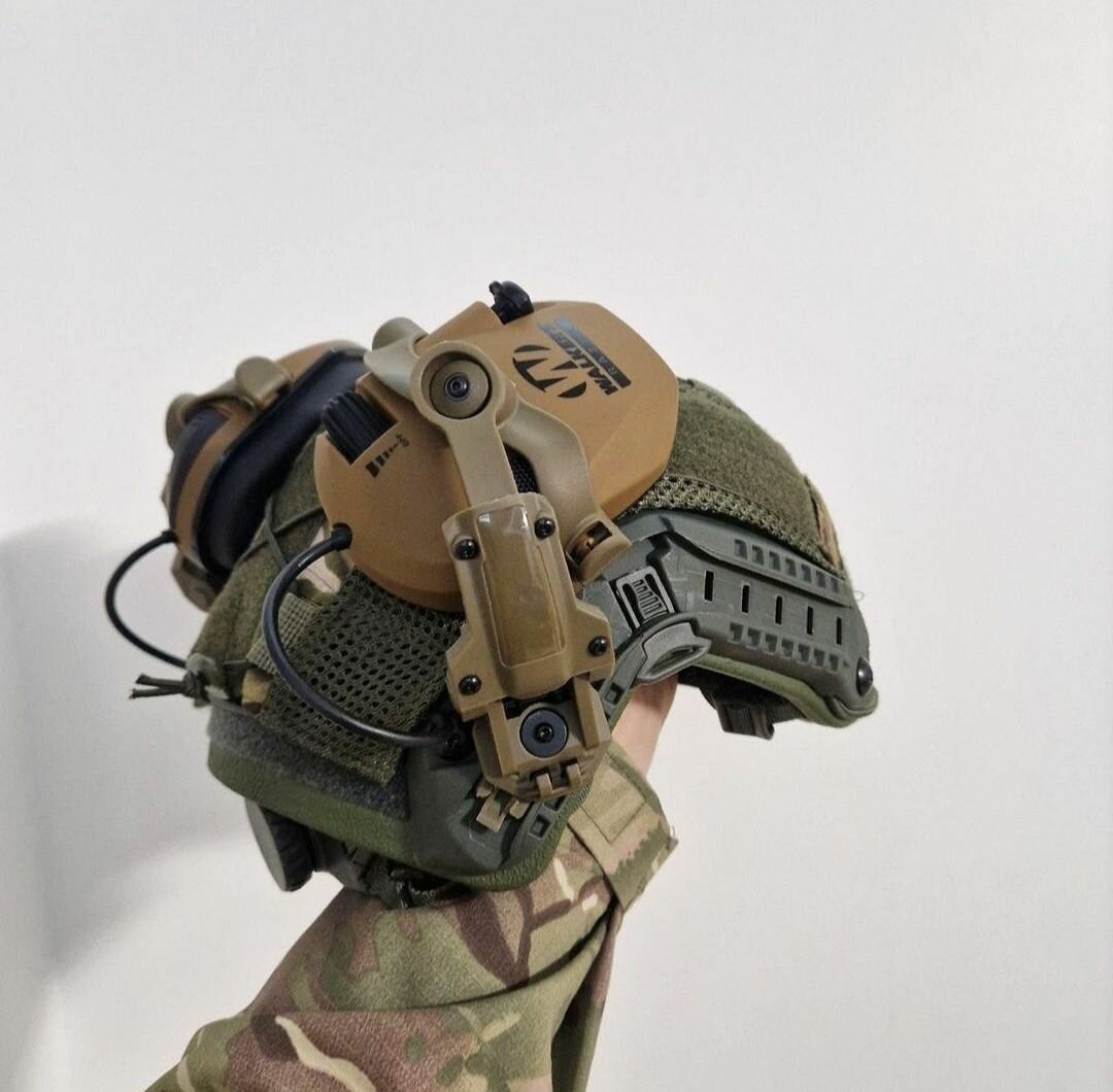 Активные тактические наушники для стрельбы с оголовьем и поворотными креплениями на шлем/каску