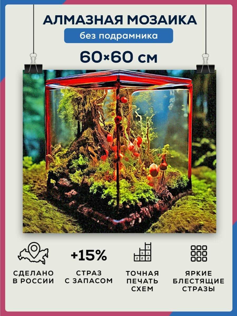 Алмазная мозаика 60x60 Растения в кубе без подрамника