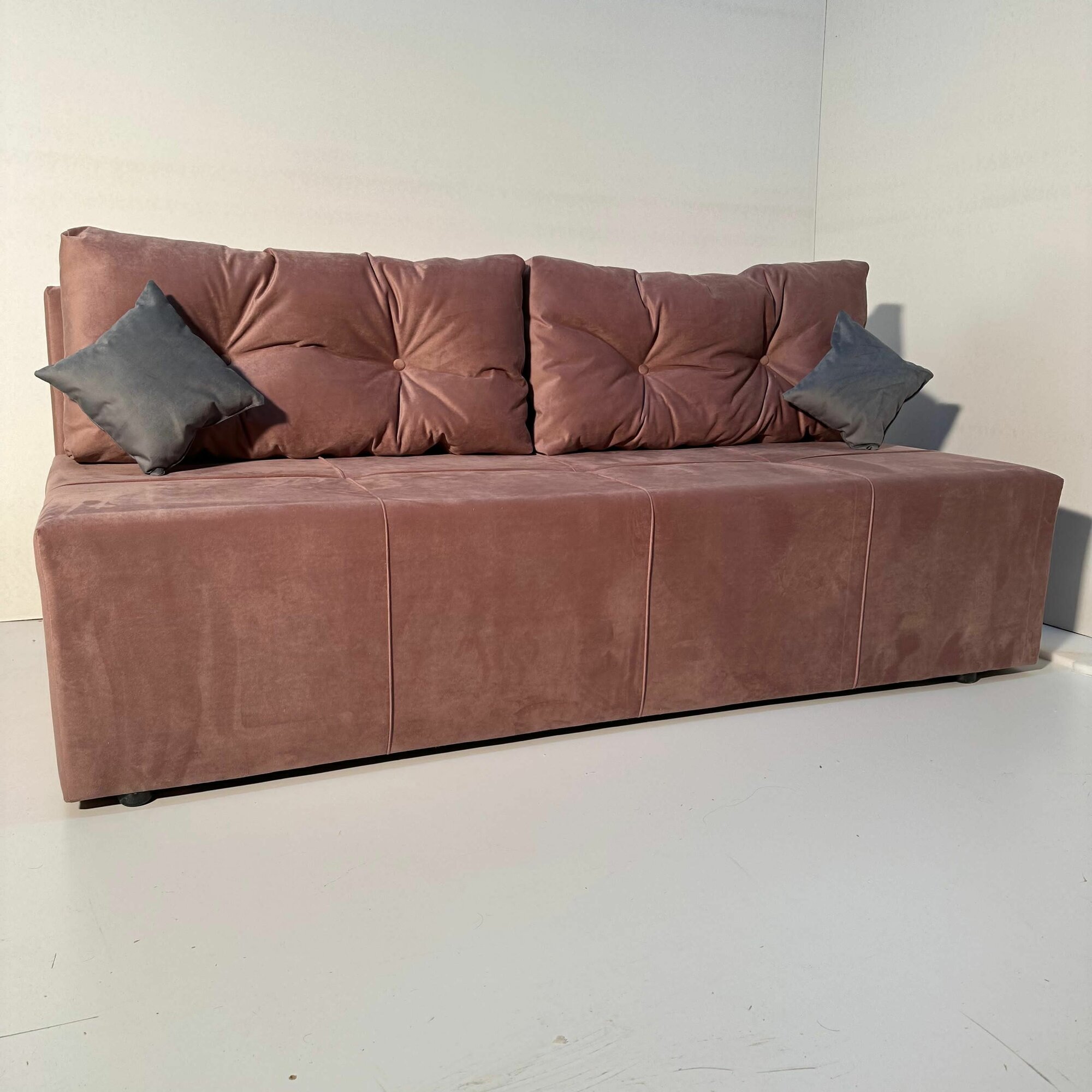 Диван-кровать "Азета-10" с утяжками, без локтей 188 х 78 х 90 розовый велюр еврокнижка