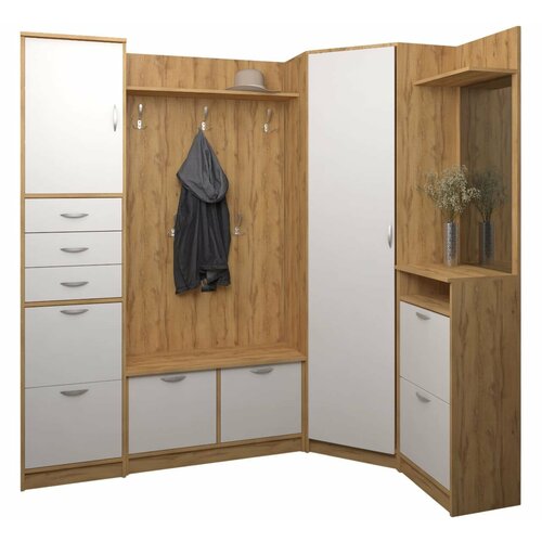 Угловая прихожая Энтри-14 дуб золотистый белый 38420₽