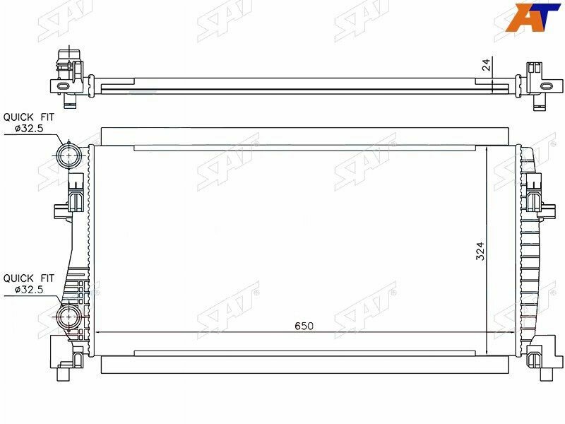 . SAT Радиатор охлаждения двигателя для Audi A3 12-19 , Skoda Octavia 12-20 , Rapid 12-20 , Volkswagen Golf 12-19 , Audi Q2 16- , S