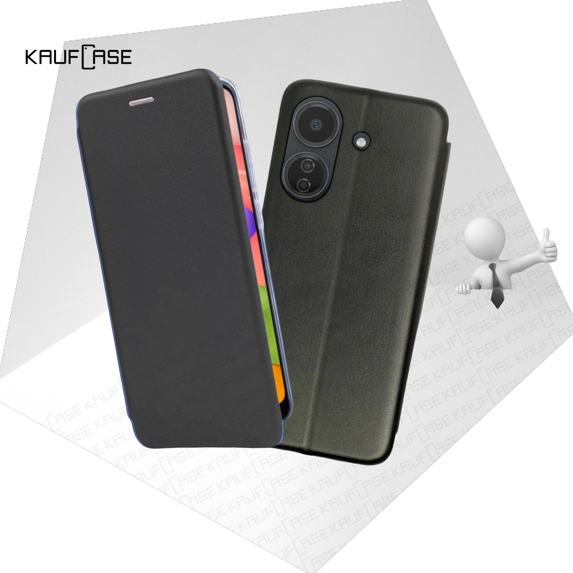 Чехол книжка для телефона Xiaomi Redmi 13C /Poco C65 (6.74"), черный. Текстура под кожу