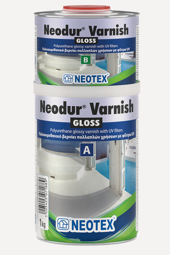 Изображение товара Полиуретановый двухкомпонентный УФ стойкий прозрачный лак (глянцевый) Neodur Varnish (A+B) 1кг для микроцементов и других поверхностей