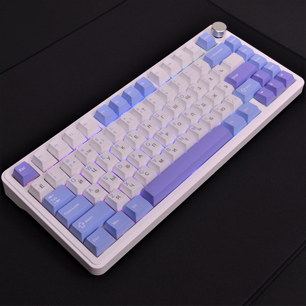 Клавиатура Attack Shark X85 Starlight White (0318) белый/голубой/фиолетовый Русская раскладка USB, Радиоканал, Bluetooth — фото 1
