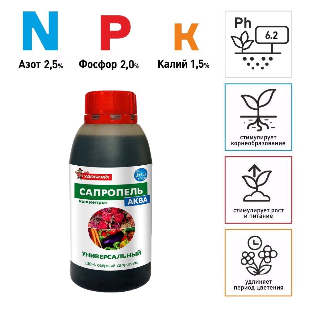 Удобрение  Дядя Удобряй  Сапропель Аква  для овощей  органическое  0 5л