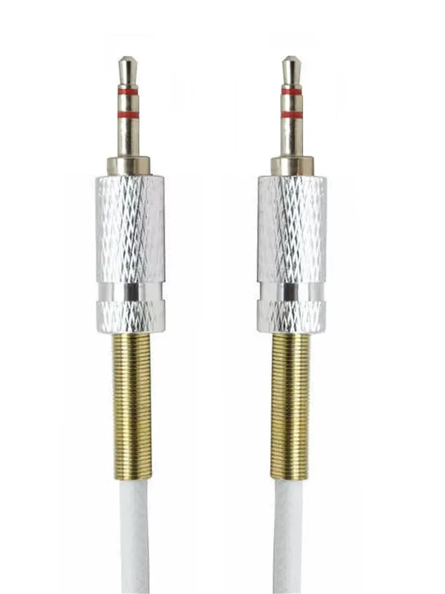 AUX кабель в машину mini jack 35 mm цвет белый длина 1 метр