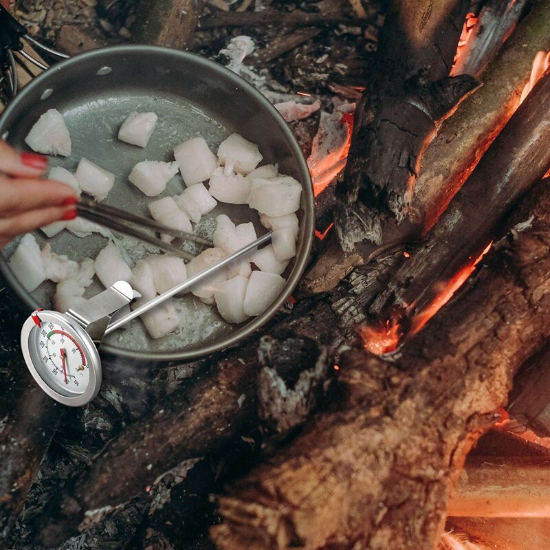 Изображение Удобный 8-дюймовый зонд для жарки мяса индейки во фритюре с 2-дюймовым циферблатом из нержавеющей стали для барбекю, гриля, кастрюли, чайника, 50℉-550℉ (1 шт.), вакуумный картриджный фильтр