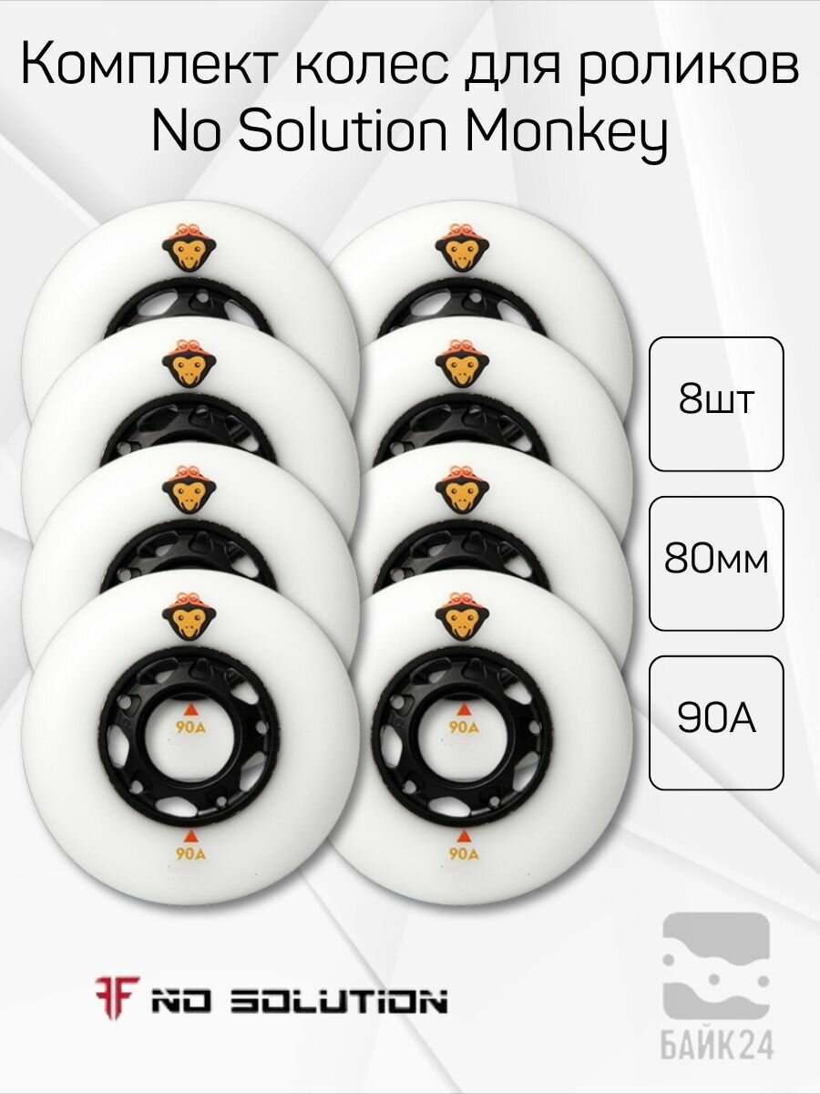 Комплект колес для роликов No Solution Monkey 80mm/90A белое, 8 шт.