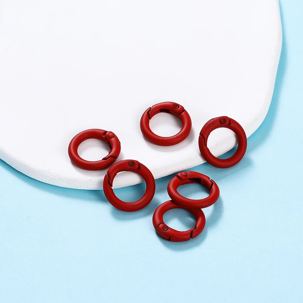 5 шт./лот цветное металлическое уплотнительное кольцо пружинная застежка открывающийся круглый карабин брелок зажимы крючок цепочка для собак DIY ювелирные изделия пряжка разъем Красный 20mm Dark red