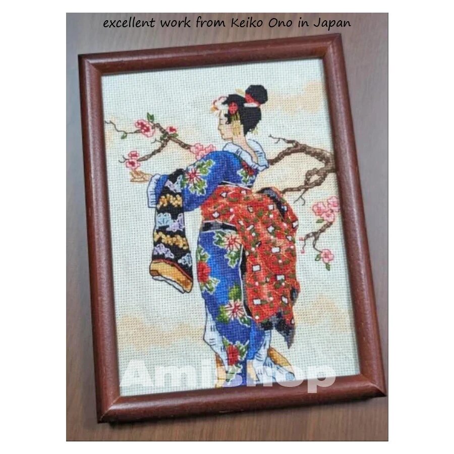 Набор для вышивки крестом Amishop-Gold MAI Geisha and Sakura, 18CT counted canvas