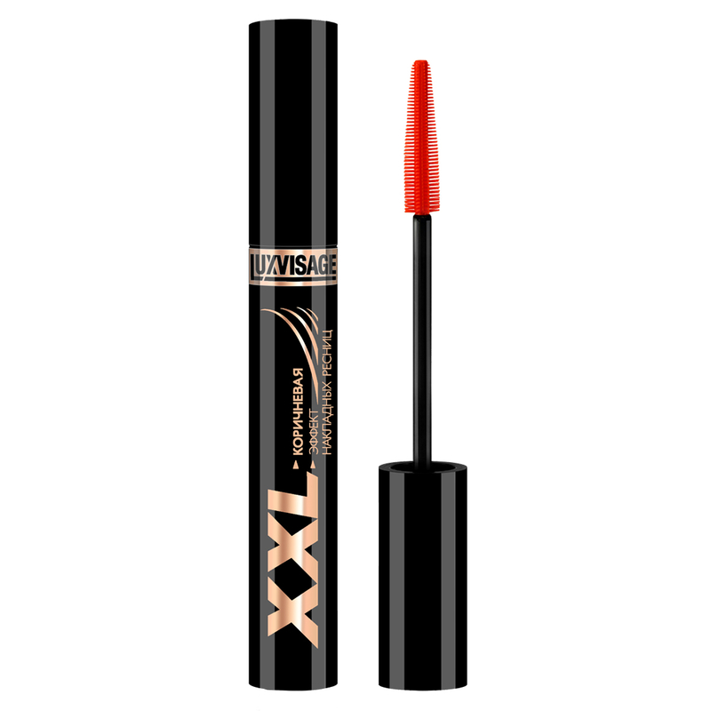 Тушь для ресниц XXL эффект накладных ресниц коричневая, 9 г, LUXVISAGE