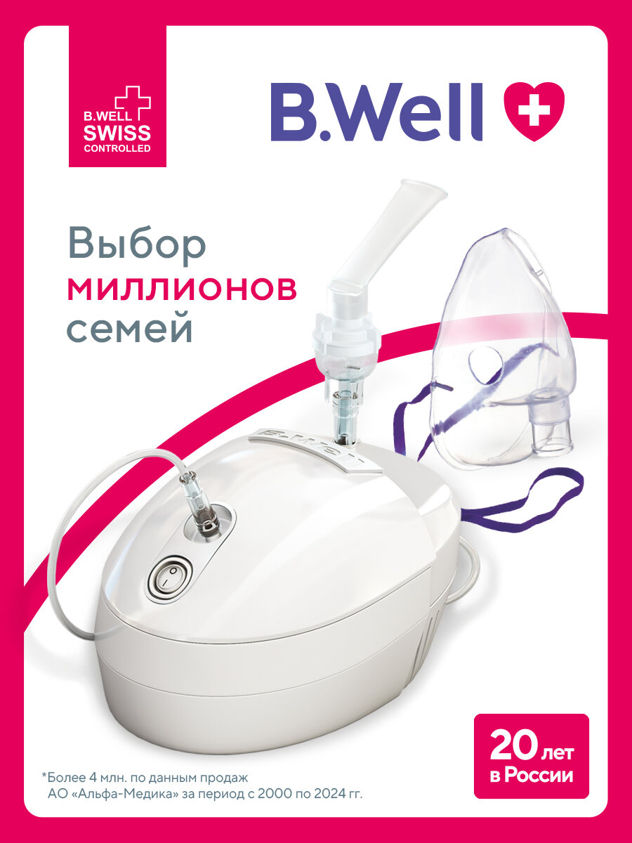 Ингалятор (небулайзер) компрессорный B.Well WN-117 для детей и взрослых