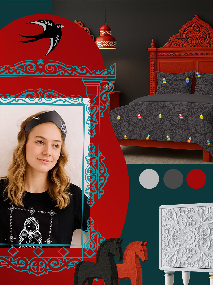Постельное белье Uniqcute 2-спальное, Поплин, наволочки 50х70 см, Матрешка, Грезы — фото 1