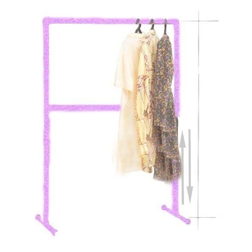 Вешалка на колесиках рейл сиреневая напольная для одежды высота 1.5 м. / ширина 1.5 м. GOZHY (металлическая, тканевая)