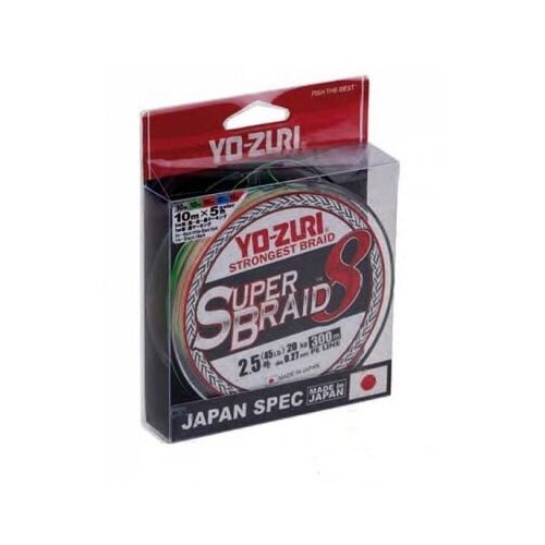 Шнур плетеный Yo-Zuri PE SUPERBRAID 8 300m #0.8 5COLOR 7.0Kg (0.15mm)