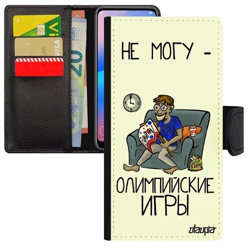 фото Дизайнерский чехол- книжка на телефон // galaxy s7 edge // "не могу - олимпийские игры!" прикольный комикс, utaupia, белый