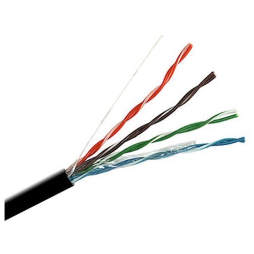 Кабель витая пара PLEXUS UTP 4PR 24AWG Cu CAT 5e, OUTDOOR (0.52) 100 метров бухта черный