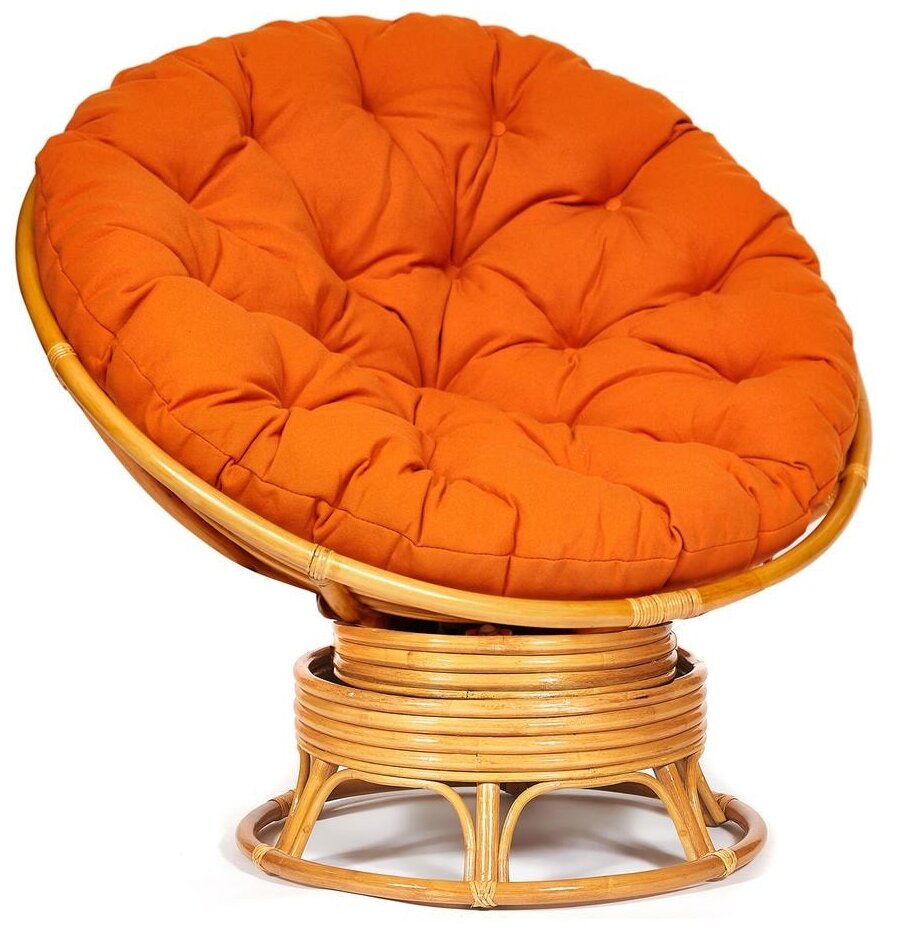 Кресло-качалка "PAPASAN" w 23/01 B / с подушкой / Honey (мед), ткань Оранжевый, С 23