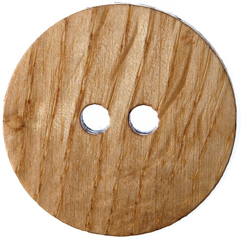 Пуговица деревянная 25 мм (№40), Дуб, Тёмно-Бежевая