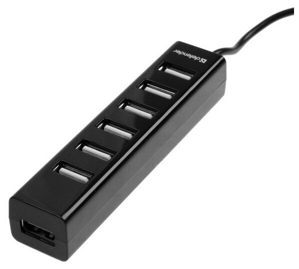Разветвитель Defender Quadro Swift USB20 7 портов кабель 06 м чёрный
