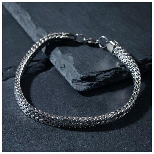 фото Браслет мужской "стальной" зигзаги, цвет серебро, 20 см queen fair