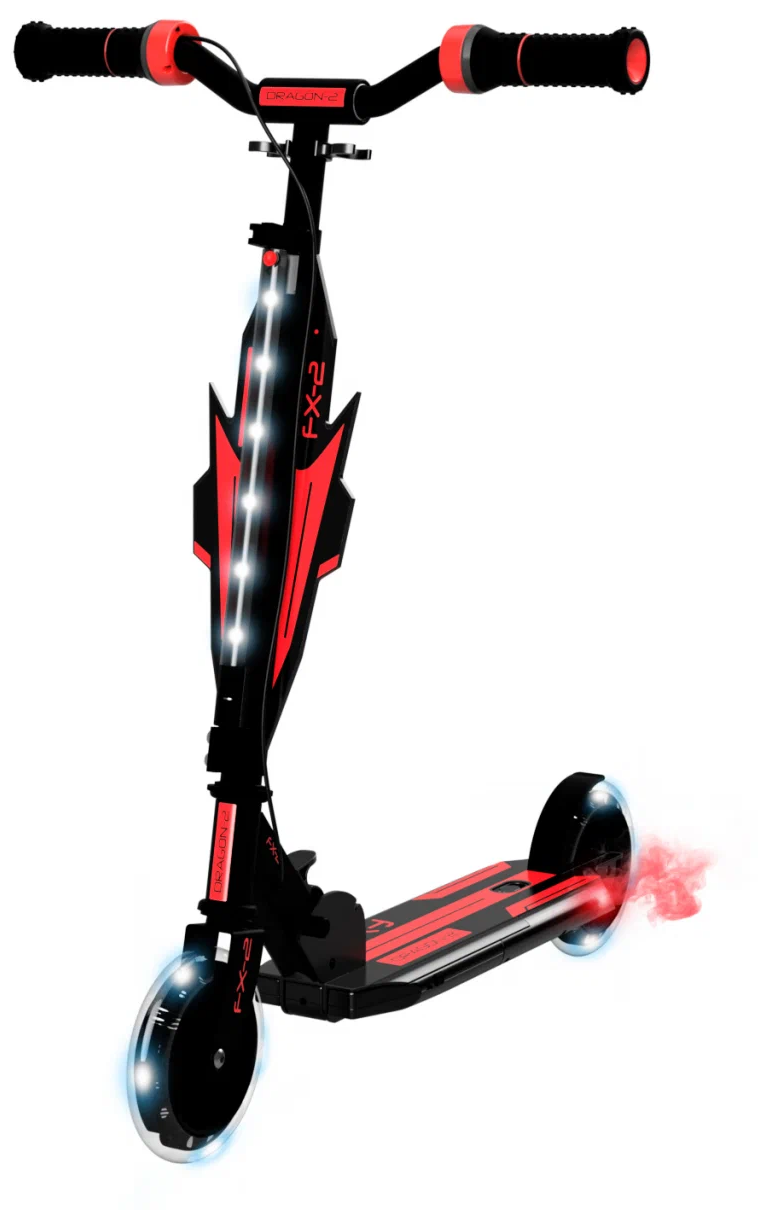 Детский самокат с дымом, ревом мотора и подсветкой Small Rider Dragon 2 (красный), DRAGON2red