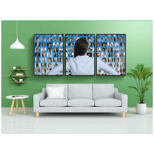 фото Набор модулных постеров для интерьера "женщина, лицо, связь" 60x90 см. в тубусе, без рамки lotsprints