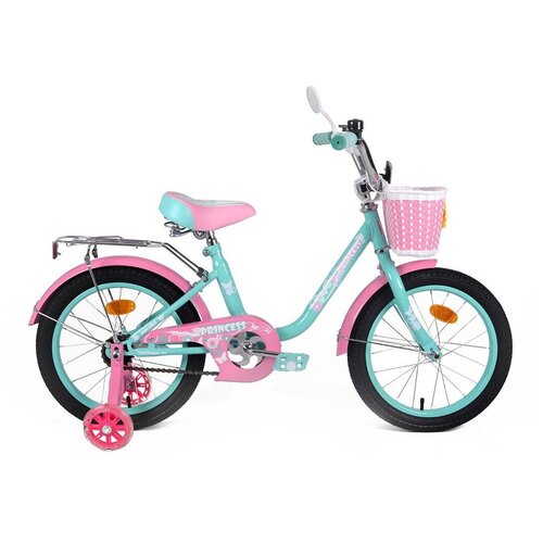 Велосипед BLACK AQUA Princess 14 1s с ручкой со светящимися колесами мятный-розовый 755000₽