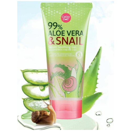 Гель Алое Вера с улиточной слизью Cathy Doll Aloe Vera and Snail 99% 130 мл.