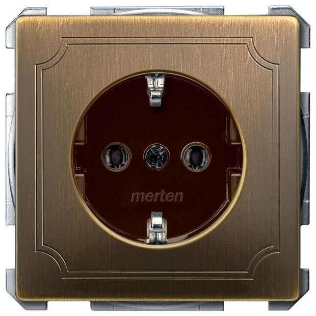 Розетка Merten System Design, MTN2301-4143, 16А, С заземлением, Латунь