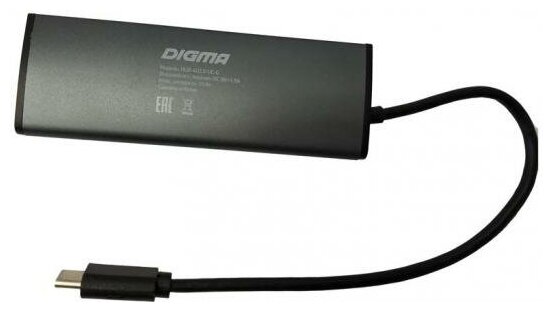 Разветвитель USB Type-C Digma HUB-4U3.0-UC-G 4 х USB 3.0 серый