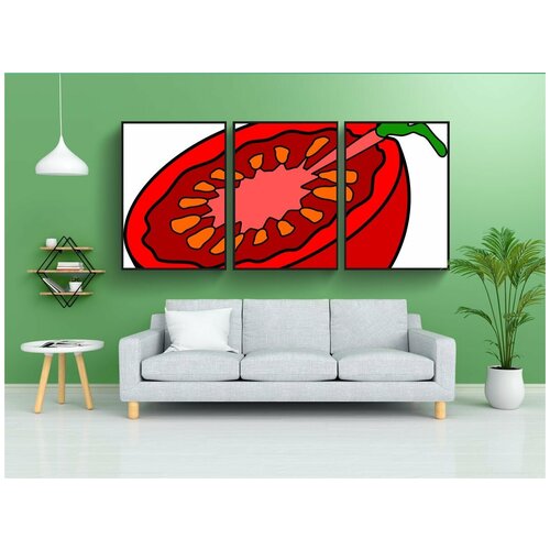 фото Набор модулных постеров для интерьера "помидор, нарезанный, резать" 60x90 см. в тубусе, без рамки lotsprints